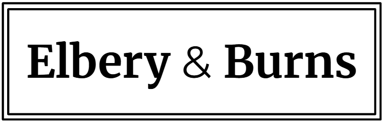 Elbery & Burns company logo, black and white